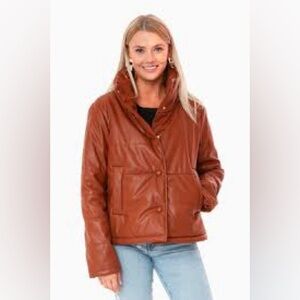 Tuckernuck || Pomander Place Ralph Jacket Faux Leather Cognac Medium